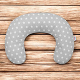 Perna alaptare, New Baby, Diametru 16 cm, Lungime in jurul circumferintei 125 cm, Bumbac, 100% antialergic, Husa detasabila, 0 luni+, Stars Grey