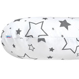 Perna alaptare, New Baby, Stelute, Cu husa detasabila, Din bumbac, 125x16 cm, Gri