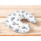 Perna pentru alaptat, MimiNu, Din bumbac certificat Oeko Tex Standard 100, Cu husa detasabila, Cu fermoar securizat, Circumferinta 155 cm, Blue Plane