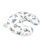 Perna pentru alaptat, MimiNu, Din bumbac certificat Oeko Tex Standard 100, Cu husa detasabila, Cu fermoar securizat, Circumferinta 155 cm, Blue Plane