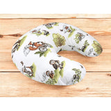 Perna pentru alaptat, Qmini, Din bumbac certificat Oeko Tex Standard 100, Cu husa detasabila, Cu fermoar securizat, Circumferinta 155 cm, Fox on bikes Natural