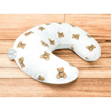 Perna pentru alaptat, Qmini, Din bumbac certificat Oeko Tex Standard 100, Cu husa detasabila, Cu fermoar securizat, Circumferinta 155 cm, Teddy Toys