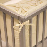 Aparatoare patut, Petite&Mars, Tilly, 120x60 cm, Cu panglici, Din bumbac, Lungime 180 cm, Inaltime 36 cm, Gri deschis