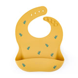 Baveta moale, Petite&Mars, Take&Match, Reglabil, Cu buzunar colector, Silicon, Fara BPA, 6 luni+, Model cactus, Galben