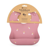 Baveta moale, Petite&Mars, Take&Match, Reglabil, Cu buzunar colector, Silicon, Fara BPA, 6 luni+, Model printese, Roz
