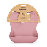 Baveta moale, Petite&Mars, Take&Match, Reglabil, Cu buzunar colector, Silicon, Fara BPA, 6 luni+, Roz