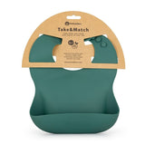 Baveta moale, Petite&Mars, Take&Match, Reglabil, Cu buzunar colector, Silicon, Fara BPA, 6 luni+, Verde