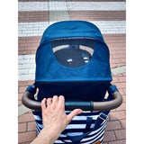 Carucior sport, Petite&Mars, Royal, Include husa pentru scaun, husa pentru picioare, geanta pentru scutece si capotina extensibila, Cu fereastra, Impermeabila, Cu SPF 50, Aluminiu, 0-22 kg, 111 x 57 x 86 cm, Ocean Blue