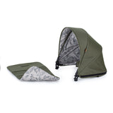 Carucior sport, Petite&Mars, Royal, Include husa pentru scaun, husa pentru picioare, geanta pentru scutece si capotina extensibila, Cu fereastra, Impermeabila, Cu SPF 50, Aluminiu, 0-22 kg, 111 x 57 x 86 cm, Mature Olive