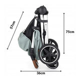 Carucior sport, Petite&Mars, Royal, Include husa pentru scaun, husa pentru picioare, geanta pentru scutece si capotina extensibila, Cu fereastra, Impermeabila, Cu SPF 50, Aluminiu, 0-22 kg, 111 x 57 x 86 cm, Ocean Blue