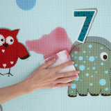 Covoras de joaca interactiv, Petite&Mars, Joy Max, Design Animale si cifre, Reversibil, Cu suprafata antiderapanta si impermeabila, 180 x 150 x 1.5 cm, 0 luni+, Conform standardului de securitate EN71-1 2 3, Multicolor