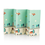 Covoras de joaca, Petite&Mars, Reversibil, Include geanta pentru transport, Pliabil si impermeabil, Non-toxic, 197 x 147 x 1 cm, Oras, 0 luni+, Multicolor