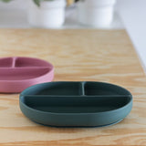 Farfurie compartimentata, Petite&Mars, Take&Match, Ovala, Cu ventuza si 3 compartimente, Silicon, Fara BPA, 630 ml, 6 luni+, Verde