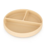 Farfurie compartimentata, Petite&Mars, Take&Match, Rotunda, Cu ventuza si 3 compartimente, Silicon, Fara BPA, 500 ml, 6 luni+, Bej