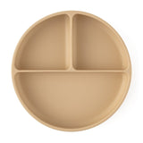 Farfurie compartimentata, Petite&Mars, Take&Match, Rotunda, Cu ventuza si 3 compartimente, Silicon, Fara BPA, 500 ml, 6 luni+, Bej