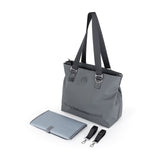 Geanta pentru mamici, Petite&Mars, Cu 6 buzunare, inclusiv termo si impermeabil, Cu saltea de infasat inclusa, 53 x 36 x 19 cm, Zoe, Gri