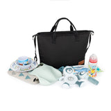 Geanta pentru mamici, Petite&Mars, Impermeabila, Cu 4 compartimente, 45 x 30 x 12 cm, Negru