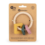 Jucarie dentitie, Petite&Mars, Include 3 forme geometrice, Moale, Cu diverse texturi, Silicon, Fara BPA, 0 luni+, Multicolor