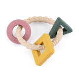 Jucarie dentitie, Petite&Mars, Include 3 forme geometrice, Moale, Cu diverse texturi, Silicon, Fara BPA, 0 luni+, Multicolor