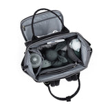 Rucsac pentru mamici, Petite&Mars, Cu 11 compartimente, Cu buzunare termice, Saltea de infasat inclusa, 30 x 42 x 15 cm, Jack, Black