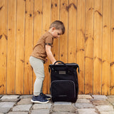 Rucsac pentru mamici, Petite&Mars, Cu 11 compartimente, Cu buzunare termice, Saltea de infasat inclusa, 30 x 42 x 15 cm, Jack, Black