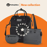 Rucsac pentru mamici, Petite&Mars, Cu 11 compartimente, Cu buzunare termice, Saltea de infasat inclusa, 30 x 42 x 15 cm, Jack, Black