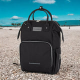Rucsac pentru mamici, Petite&Mars, Cu 11 compartimente, Cu buzunare termice, Saltea de infasat inclusa, 30 x 42 x 15 cm, Jack, Black