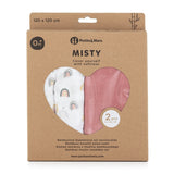 Set 2 scutece, Petite&Mars, Misty Rose Rainbow, Din muselina de bambus, Hipoalergenice, Dimensiuni mari 120 x 120 cm, Certificate Oeko Tex Standard 100, Multicolor