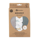 Set 3 scutece, Petite&Mars, Moussy Grey Planes, Din muselina de bambus, Hipoalergenice, 68 x 68 cm, Certificate Oeko Tex Standard 100, Multicolor