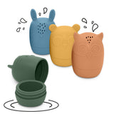 Set 4 jucarii de baie, Petite&Mars, Amigos, Din silicon, Fara BPA, 6 luni+, Multicolor