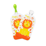 Set 6 pungi reutilizabile, Petite&Mars, Pentru hranire, Cu leuti, Inchidere ermetica, 20x10 cm, 150 ml, Papoo Portocaliu