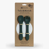 Set tacamuri, Petite&Mars, Take&Match, Din silicon, Fara BPA 6 luni+, Verde inchis