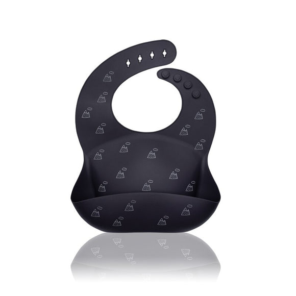 Baveta moale, Petite&Mars, Sam, Din silicon, Cu rezervor, Fara BPA, PVC si Ftalati, Dealuri Gri