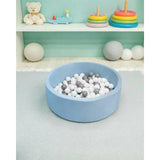 Piscina uscata, New Baby, Cu 150 de bile (Alb, gri), Din tesatura fina cu certificare Oeko-Tex Standard 100, Dimensiune 83 x 83 x 30 cm, Blue