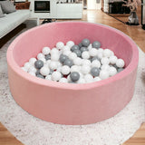 Piscina uscata, New Baby, Cu 150 de bile (Alb, gri), Din tesatura fina cu certificare Oeko-Tex Standard 100, Dimensiune 83 x 83 x 30 cm, Pink