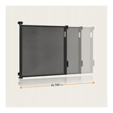 Poarta de siguranta, Lionelo, Thea, Cu suruburi, Textila, Retractabila, Mecanism dublu de blocare, Montaj universal, 95x140 cm, Conform cu standardul european de securitate EN1930, Negru