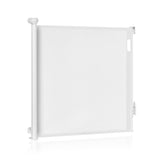 Poarta de siguranta, Lionelo, Thea, Textila, Ofera vizibilitate, Retractabila, Mecanism dublu de blocare, Montaj universal, 95x140 cm, Conform cu standardul european de securitate EN1930, Alb