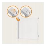 Poarta de siguranta, Lionelo, Thea, Textila, Ofera vizibilitate, Retractabila, Mecanism dublu de blocare, Montaj universal, 95x140 cm, Conform cu standardul european de securitate EN1930, Alb