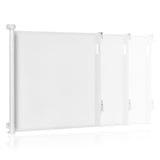 Poarta de siguranta, Lionelo, Thea, Textila, Ofera vizibilitate, Retractabila, Mecanism dublu de blocare, Montaj universal, 95x140 cm, Conform cu standardul european de securitate EN1930, Alb