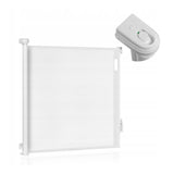 Poarta de siguranta, Lionelo, Thea, Textila, Ofera vizibilitate, Retractabila, Mecanism dublu de blocare, Montaj universal, 95x140 cm, Conform cu standardul european de securitate EN1930, Alb