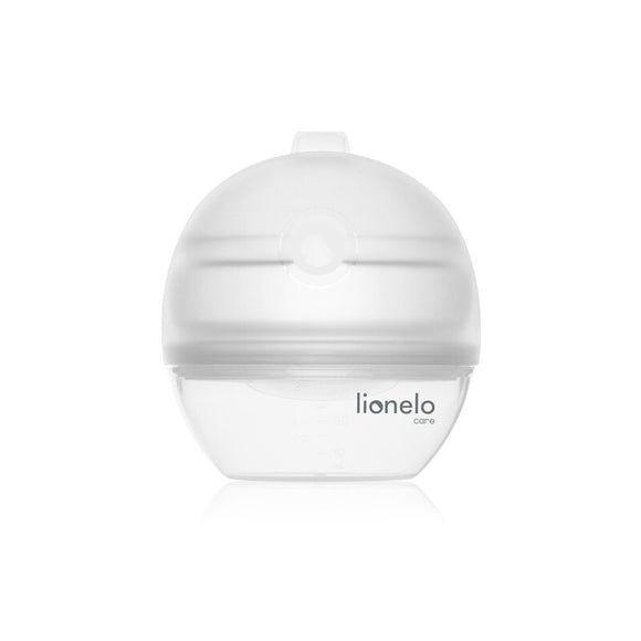 Pompa de san si colector de lapte, Lionelo, Milky 2 in 1, Volum 60 ml, Forma anatomica, Compataibila cu utilizarea cu sutien, Fara bisfenol A, Portabila, Alb