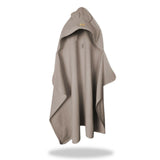 Prosop cu gluga pentru juniori, Qmini, Cu urechi si agatatoare, Dimensiune 120x85cm, Din tricot termo-terry din bambus, Materiale certificate Oeko Tex Standard 100, Mocha