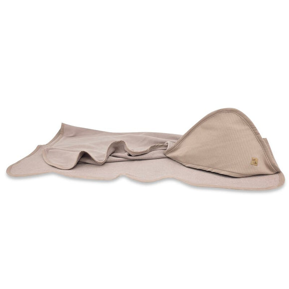 Prosop cu gluga, Qmini, Dimensiune 80x80cm, Din bambus si bumbac interlock, Din materiale certificate Oeko Tex Standard 100, Mocha