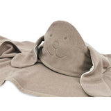 Prosop cu gluga, Qmini, Mare, Cu broderie si urechi, Dimensiune 100x100 cm, Din tricot termo-terry din bambus, Materiale certificate Oeko Tex Standard 100, Eared Bear Mocha