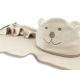 Prosop cu gluga, Qmini, Mare, Cu broderie si urechi, Dimensiune 100x100 cm, Din tricot termo-terry din bambus, Materiale certificate Oeko Tex Standard 100, Teddy Bear Beige