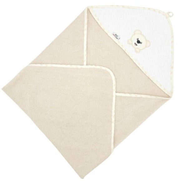 Prosop de baie, Bocioland, Cu gluga, 100% bumbac, 100x100 cm, Teddy Bear, Sand