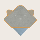 Prosop de baie, Lionelo, Cu gluga, Din muselina, 100% bumbac, 80x80 cm, Absorbtie eficienta, Albastru