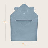 Prosop de baie, Lionelo, Cu gluga, Din muselina, 100% bumbac, 80x80 cm, Absorbtie eficienta, Albastru