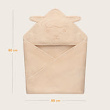 Prosop de baie, Lionelo, Cu gluga, Din muselina, 100% bumbac, 80x80 cm, Absorbtie eficienta, Bej deschis