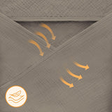 Prosop de baie, Lionelo, Cu gluga, Din muselina, 100% bumbac, 80x80 cm, Absorbtie eficienta, Bej inchis